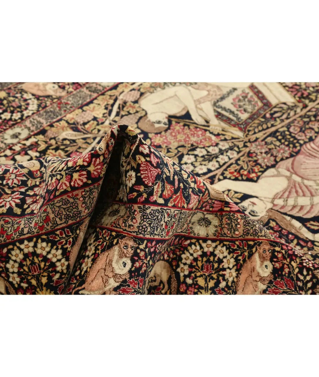 Persian Laver Kerman Pictorial Rug 4' 10" x 7' 5" Hand-Knotted | No. AT69674