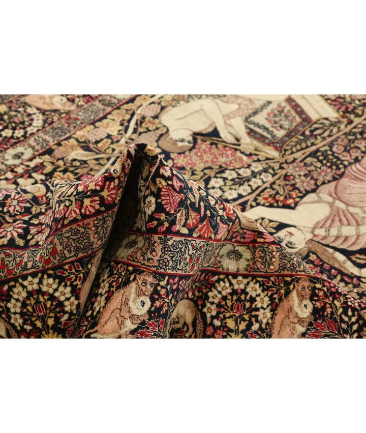 Persian Laver Kerman Pictorial Rug 4' 10" x 7' 5" Hand-Knotted | No. AT69674
