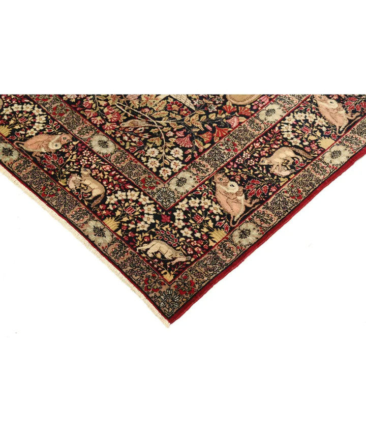 Persian Laver Kerman Pictorial Rug 4' 10" x 7' 5" Hand-Knotted | No. AT69674