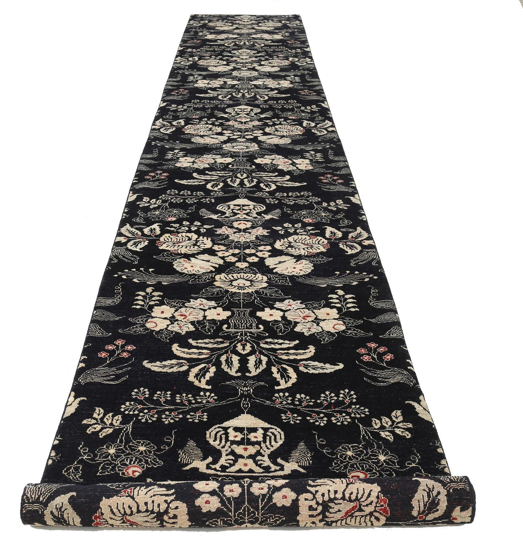 Afghan Artemix Runner Rug 3' 6" x 22' 9" Hand-Knotted | No. AT69915