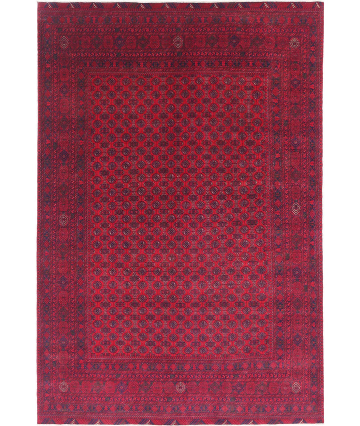 Red Afghan Beljik Rug 6' 5" x 9' 7" Hand-Knotted | No. AT69981