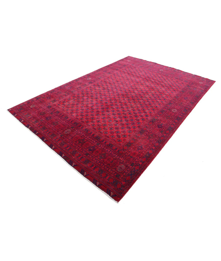 Red Afghan Beljik Rug 6' 5" x 9' 7" Hand-Knotted | No. AT69981