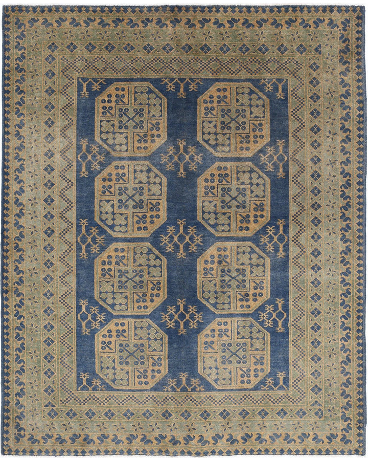 Afghan Akcha Revival Rug 5' 1" x 6' 2" Hand-Knotted | No. AT69997