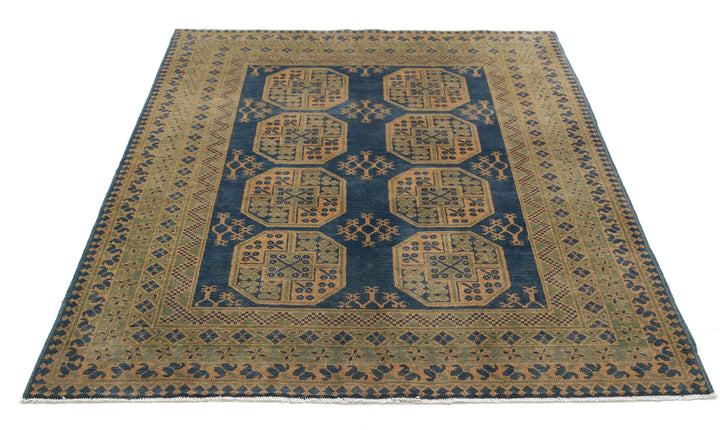 Afghan Akcha Revival Rug 5' 1" x 6' 2" Hand-Knotted | No. AT69997