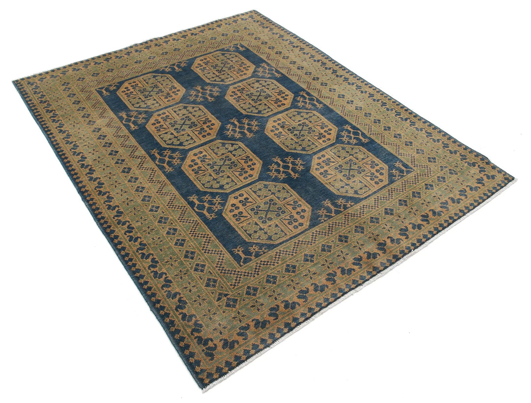 Afghan Akcha Revival Rug 5' 1" x 6' 2" Hand-Knotted | No. AT69997