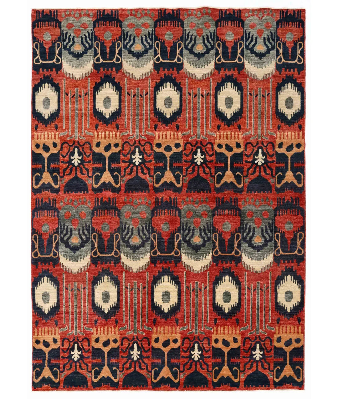 Rust Afghan Oriental Rug 6' 8" x 9' 9" Hand-Knotted | No. AT70104