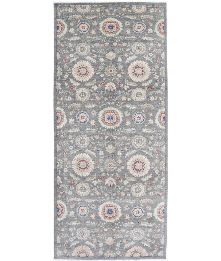 Grey Afghan Artemix Rug 5' 0" x 11' 8" Hand-Knotted | No. AT701050