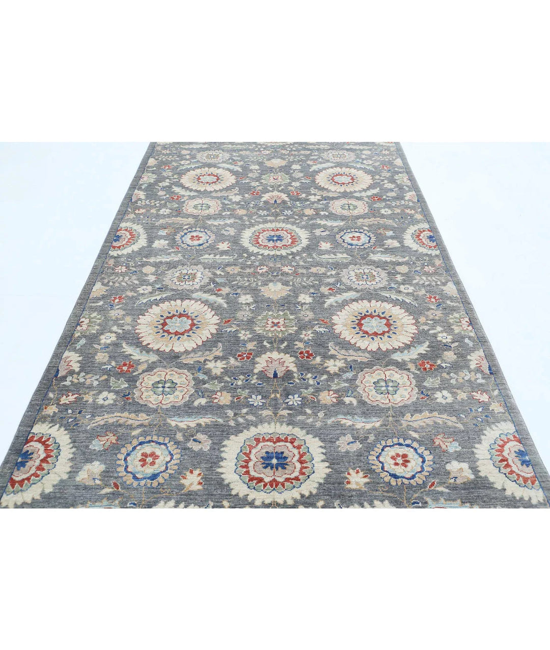 Grey Afghan Artemix Rug 5' 0" x 11' 8" Hand-Knotted | No. AT701050