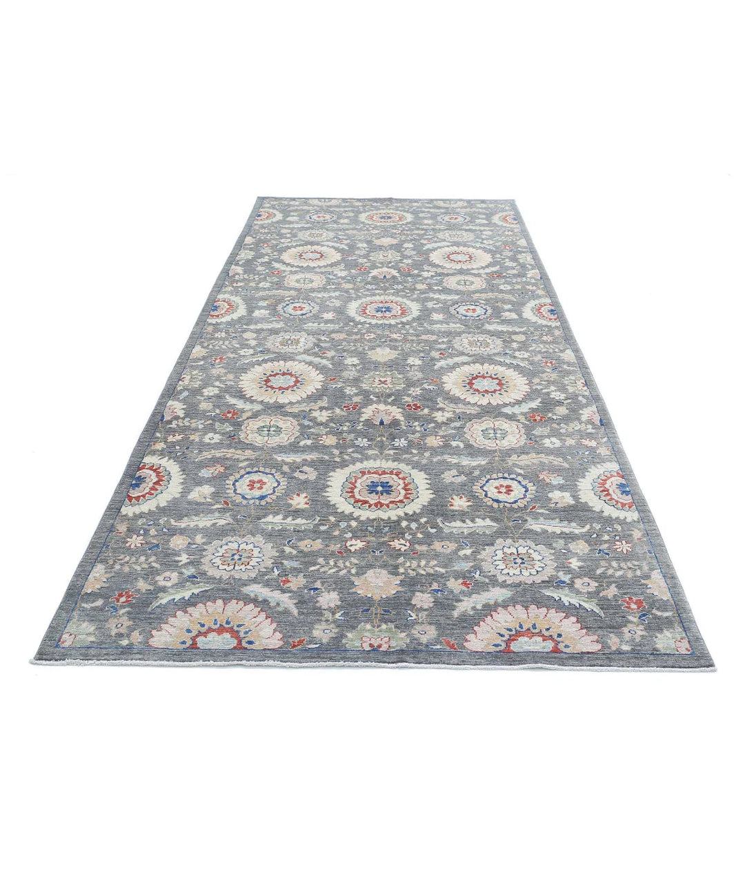 Grey Afghan Artemix Rug 5' 0" x 11' 8" Hand-Knotted | No. AT701050
