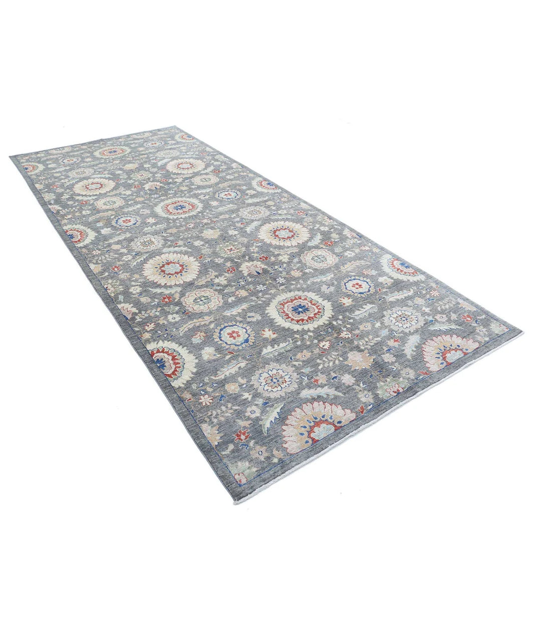 Grey Afghan Artemix Rug 5' 0" x 11' 8" Hand-Knotted | No. AT701050