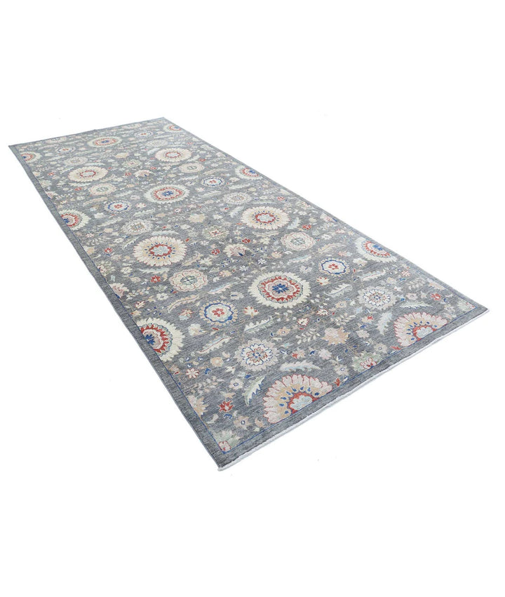 Grey Afghan Artemix Rug 5' 0" x 11' 8" Hand-Knotted | No. AT701050