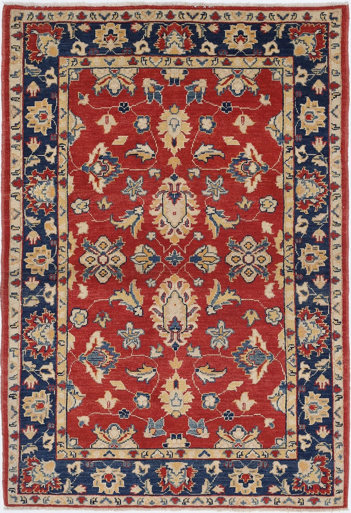 Red Afghan Ziegler Rug 3' 10" x 5' 8" Hand-Knotted | No. AT70116