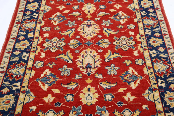 Red Afghan Ziegler Rug 3' 10" x 5' 8" Hand-Knotted | No. AT70116