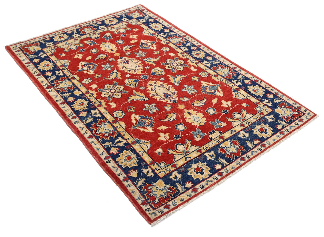 Red Afghan Ziegler Rug 3' 10" x 5' 8" Hand-Knotted | No. AT70116