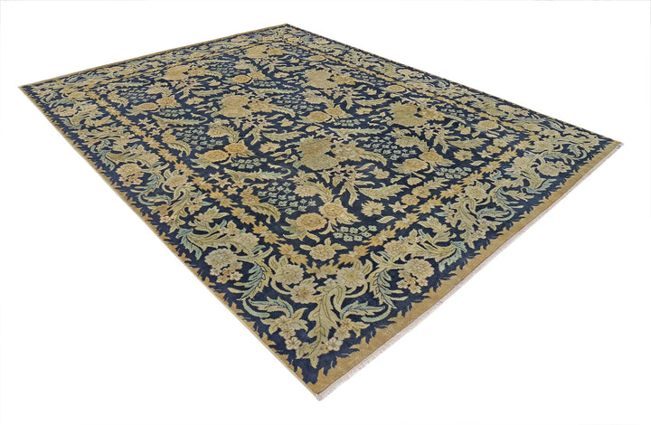 Blue Ivory Indian Ziegler Rug 7' 11" x 10' 1" Hand-Knotted | No. AT70138
