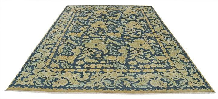 Blue Ivory Indian Ziegler Rug 7' 11" x 10' 1" Hand-Knotted | No. AT70138