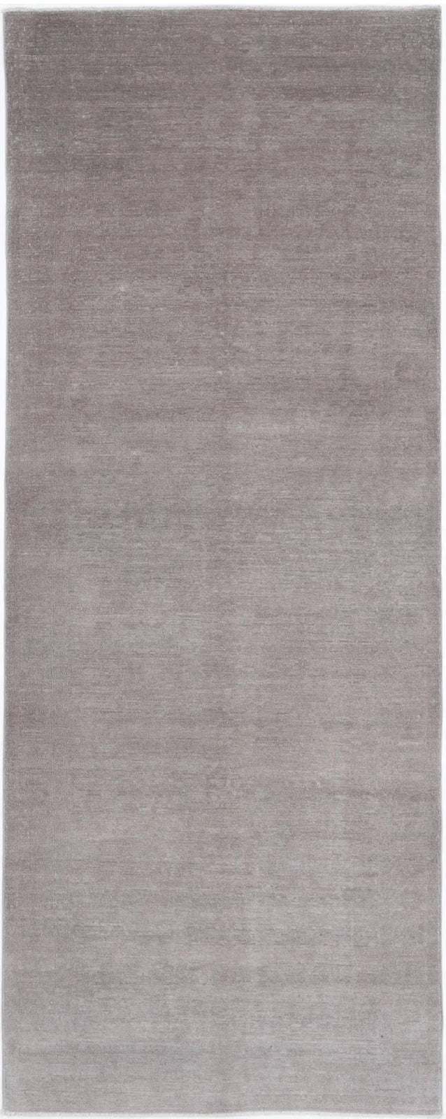 Grey Afghan Overdye Rug 4' 0" x 10' 10" Hand-Knotted | No. AT70259