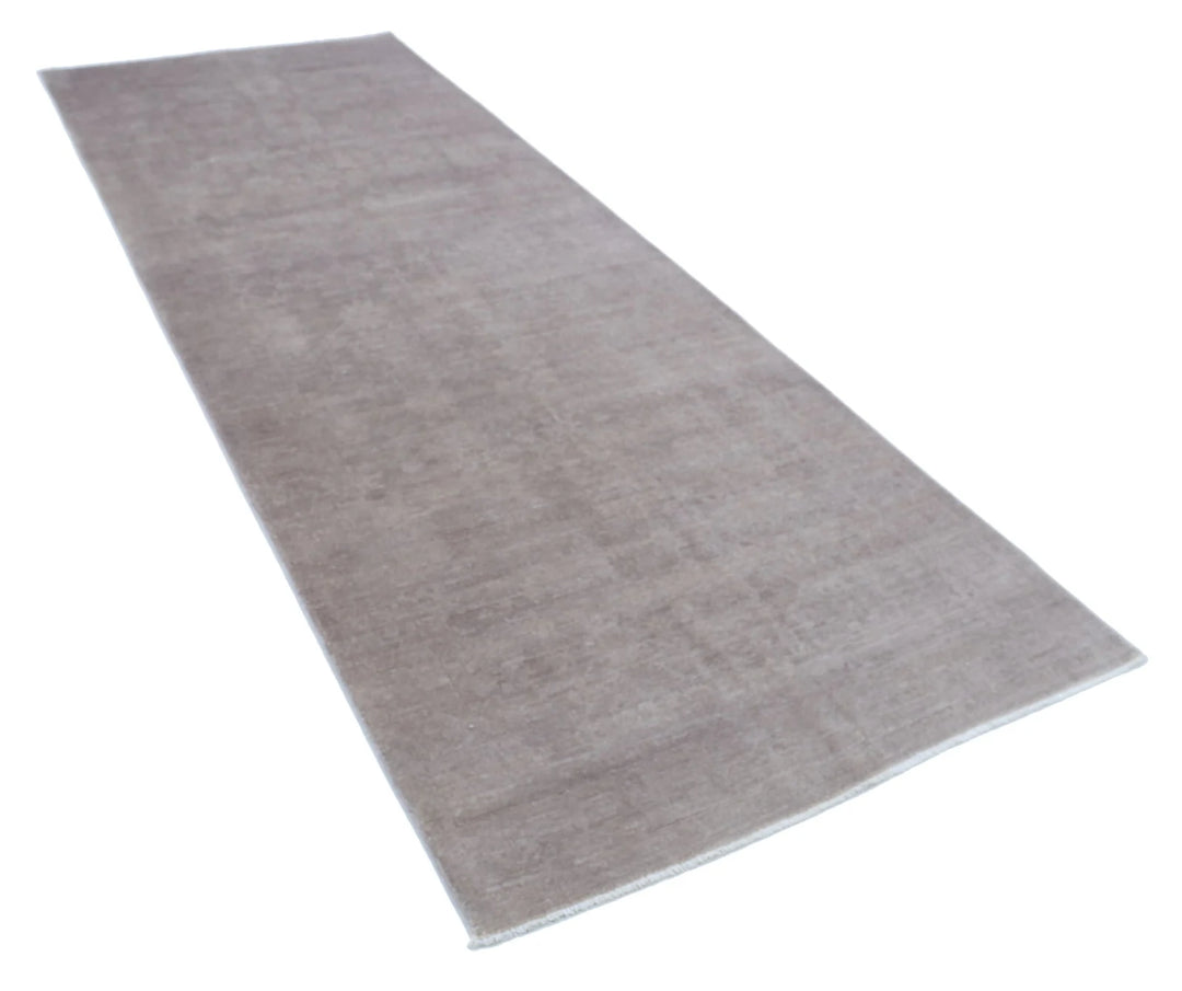Grey Afghan Overdye Rug 4' 0" x 10' 10" Hand-Knotted | No. AT70259