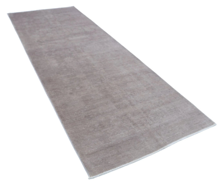 Grey Afghan Overdye Rug 4' 0" x 10' 10" Hand-Knotted | No. AT70259