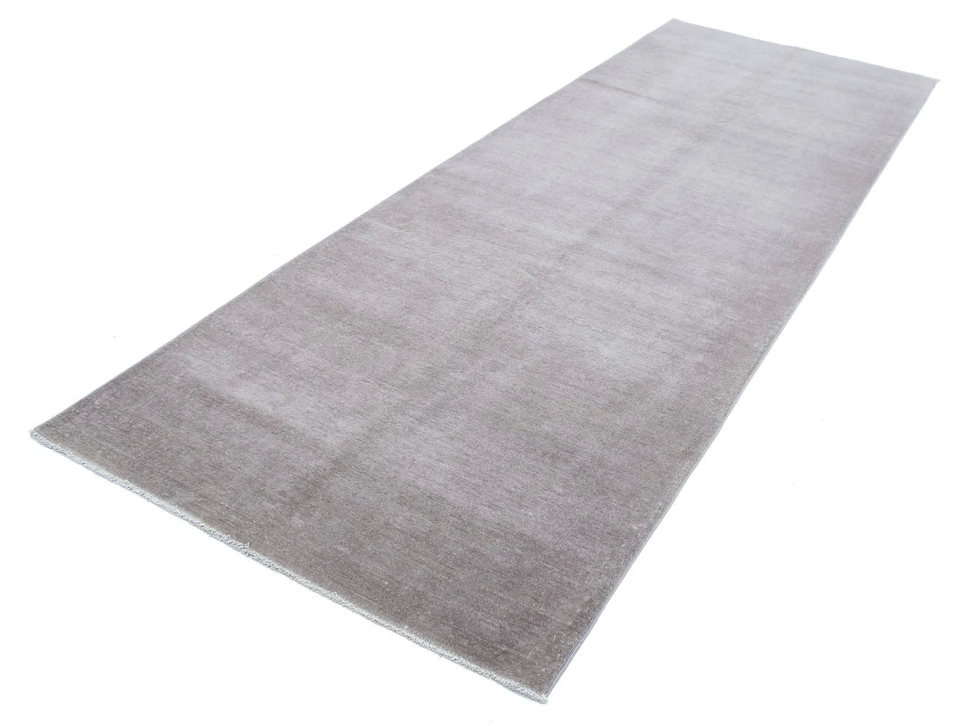 Grey Afghan Overdye Rug 4' 0" x 10' 10" Hand-Knotted | No. AT70259