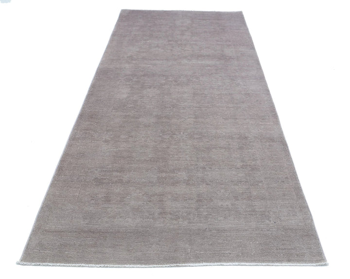 Grey Afghan Overdye Rug 4' 0" x 10' 10" Hand-Knotted | No. AT70259
