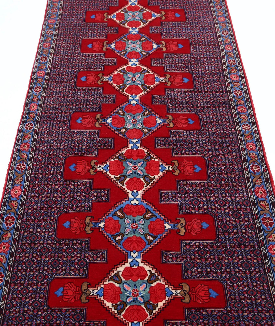 Persian Senneh Runner Rug 3' 1" x 12' 1" Hand-Knotted | No. AT70388