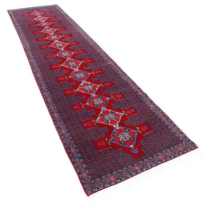 Persian Senneh Runner Rug 3' 1" x 12' 1" Hand-Knotted | No. AT70388