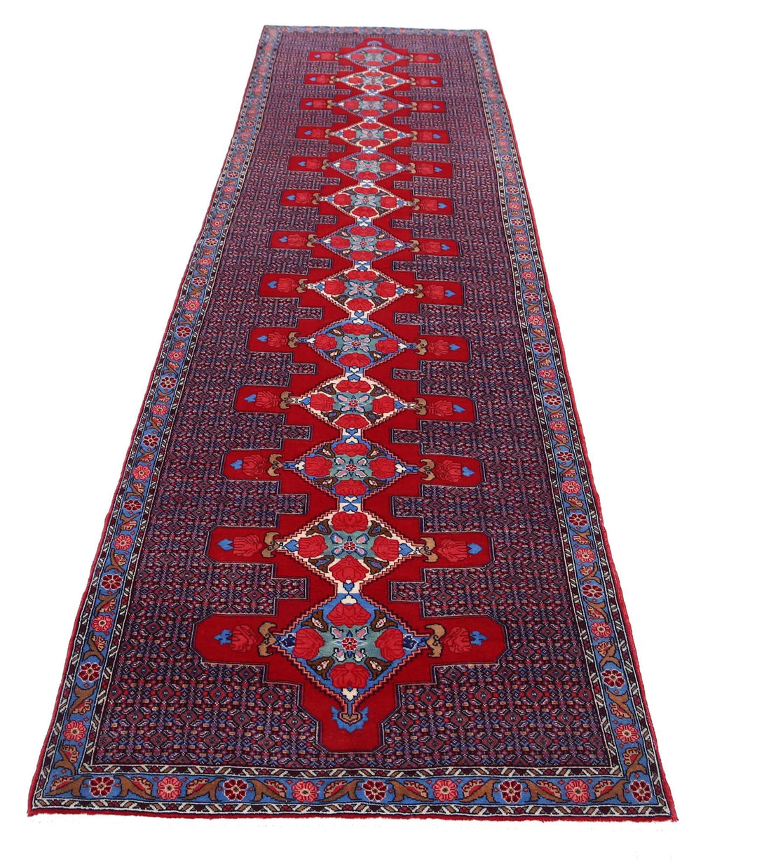 Persian Senneh Runner Rug 3' 1" x 12' 1" Hand-Knotted | No. AT70388
