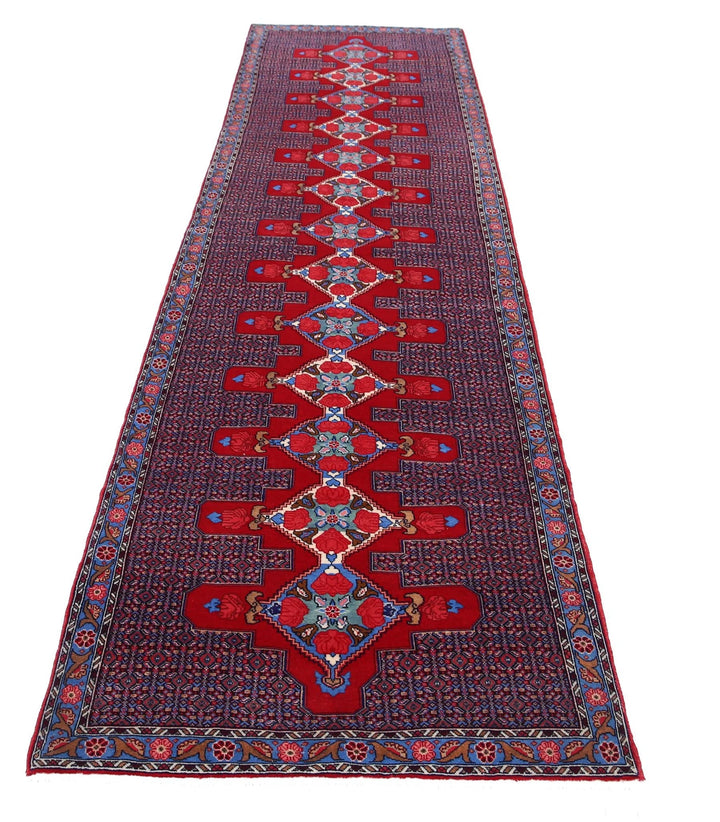 Persian Senneh Runner Rug 3' 1" x 12' 1" Hand-Knotted | No. AT70388