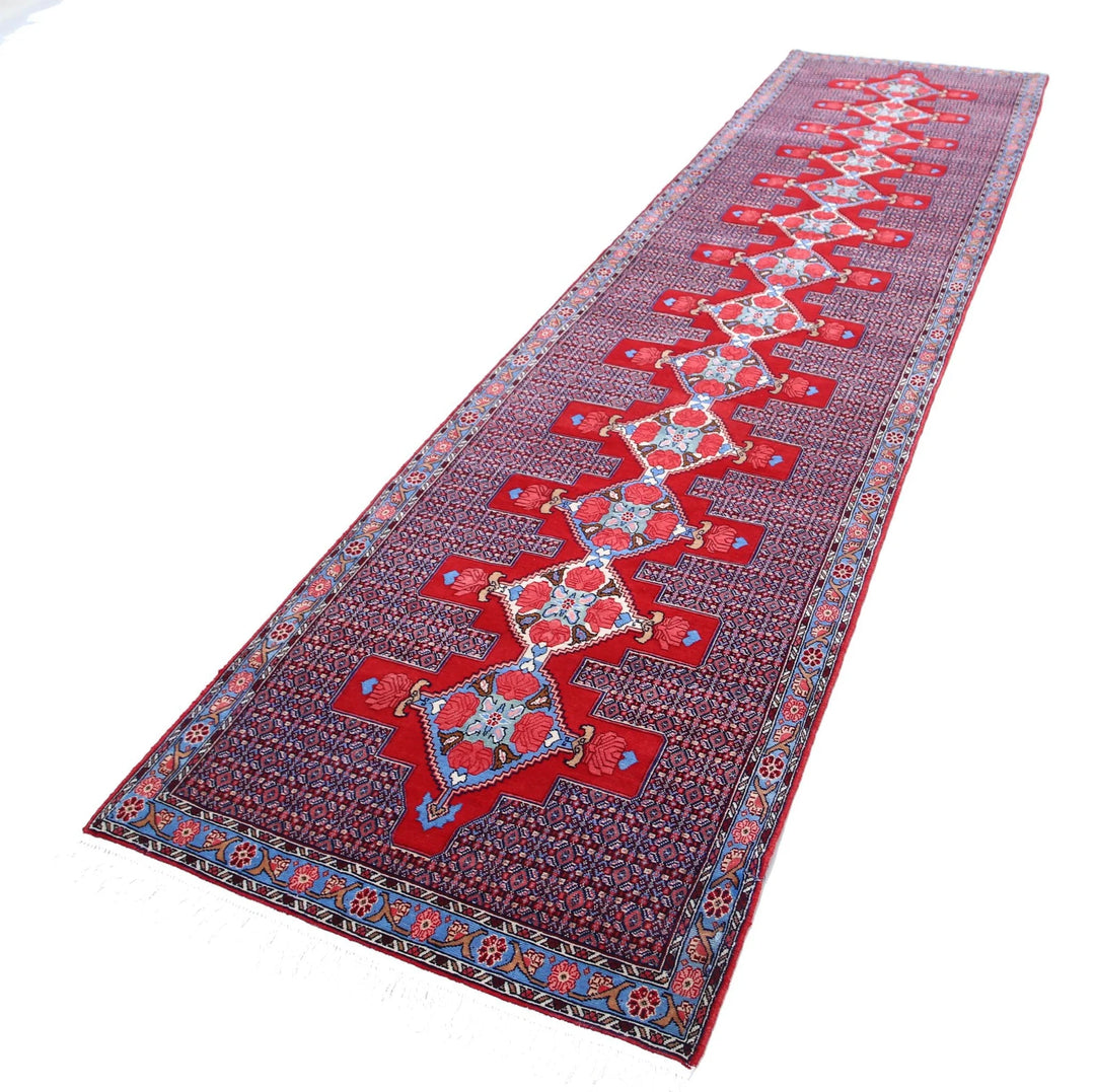 Persian Senneh Runner Rug 3' 1" x 12' 1" Hand-Knotted | No. AT70388