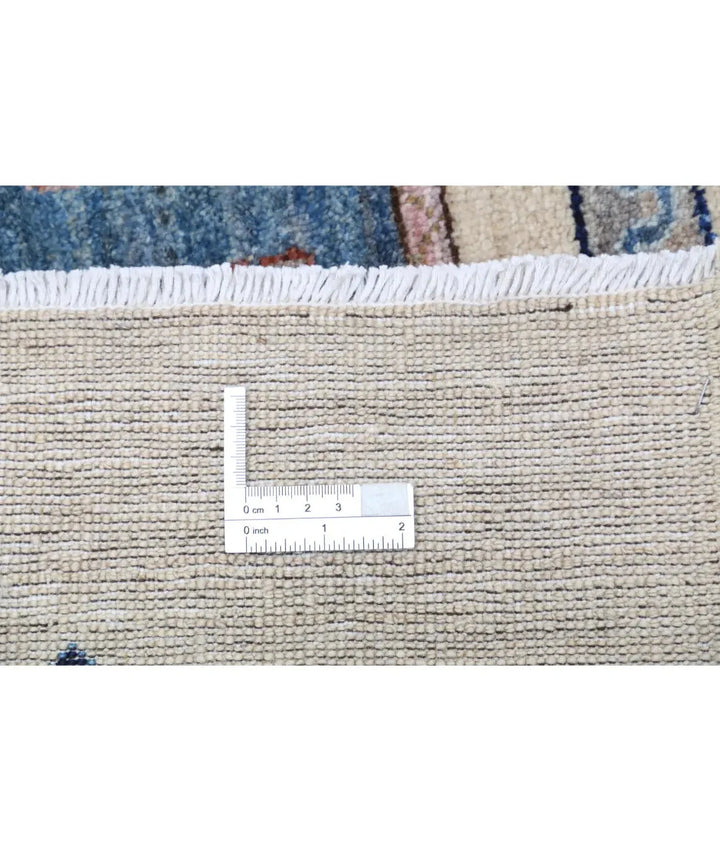 Ivory Afghan Tribal Rug 8' 0" x 9' 7" Hand-Knotted detail