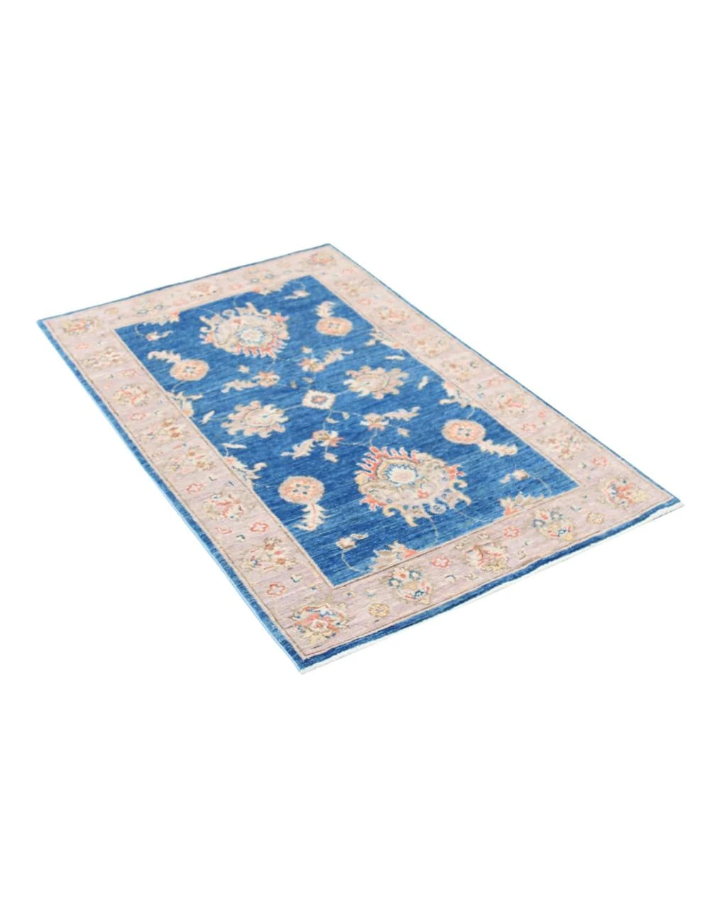 Blue Afghan Ziegler Rug 2' 7" x 4' 0" Hand-Knotted | No. AT70510