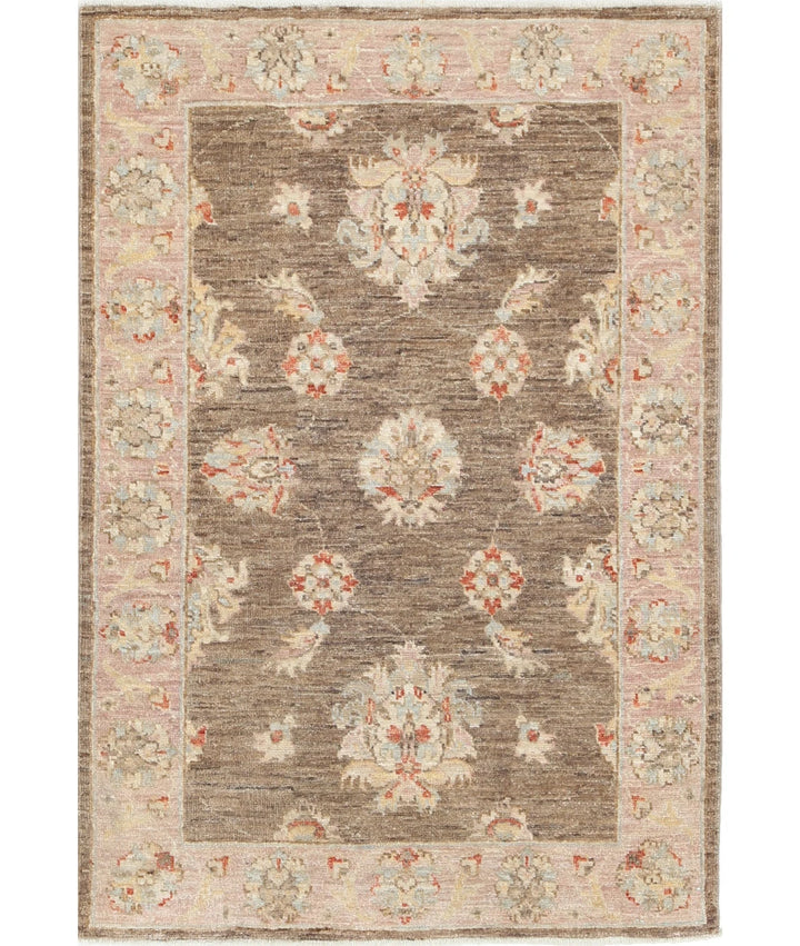 Brown Afghan Ziegler Rug 2' 7" x 3' 9" Hand-Knotted | No. AT70665