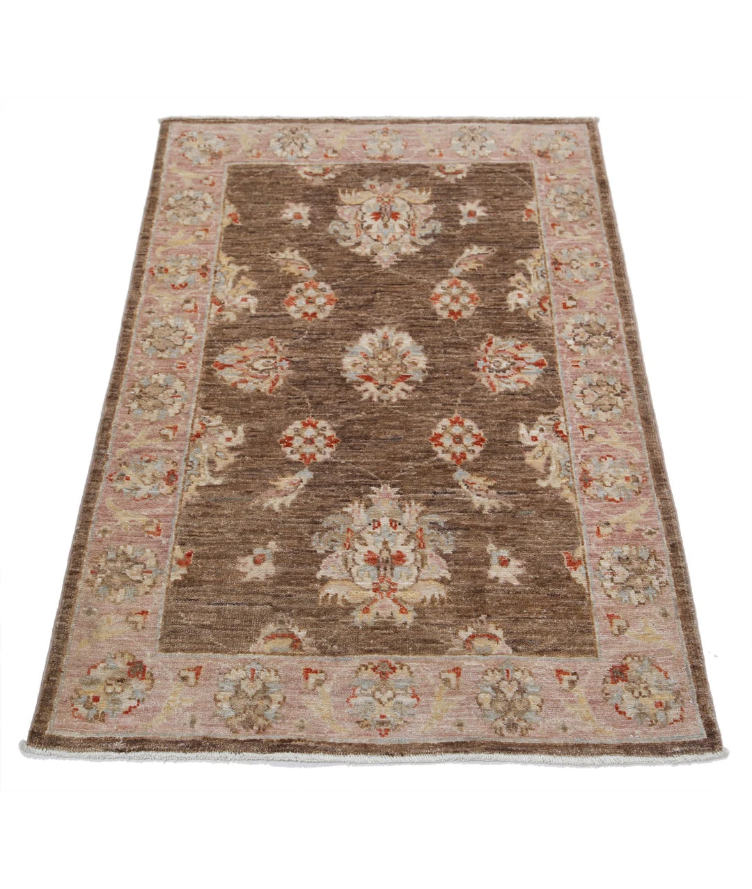 Brown Afghan Ziegler Rug 2' 7" x 3' 9" Hand-Knotted | No. AT70665