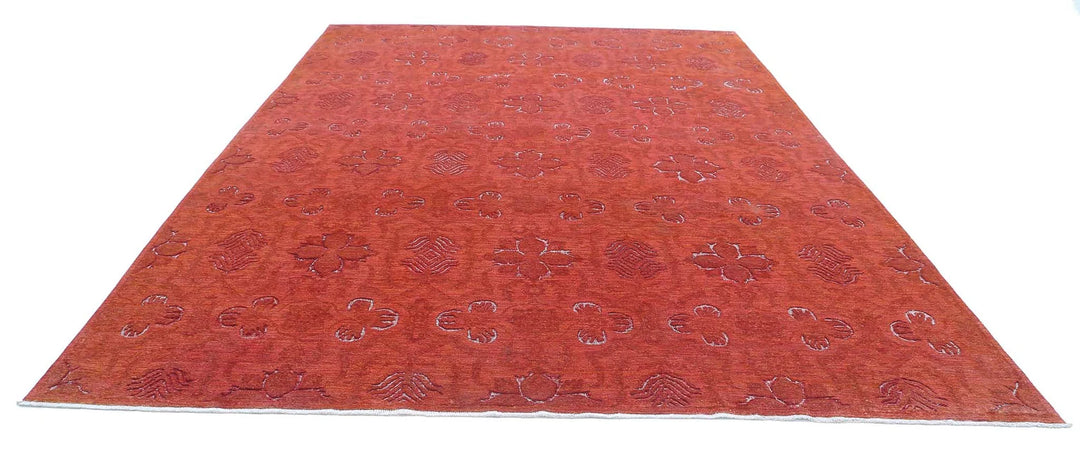 Red Afghan Oriental Rug 9' 8" x 13' 5" Hand-Knotted | No. AT70715