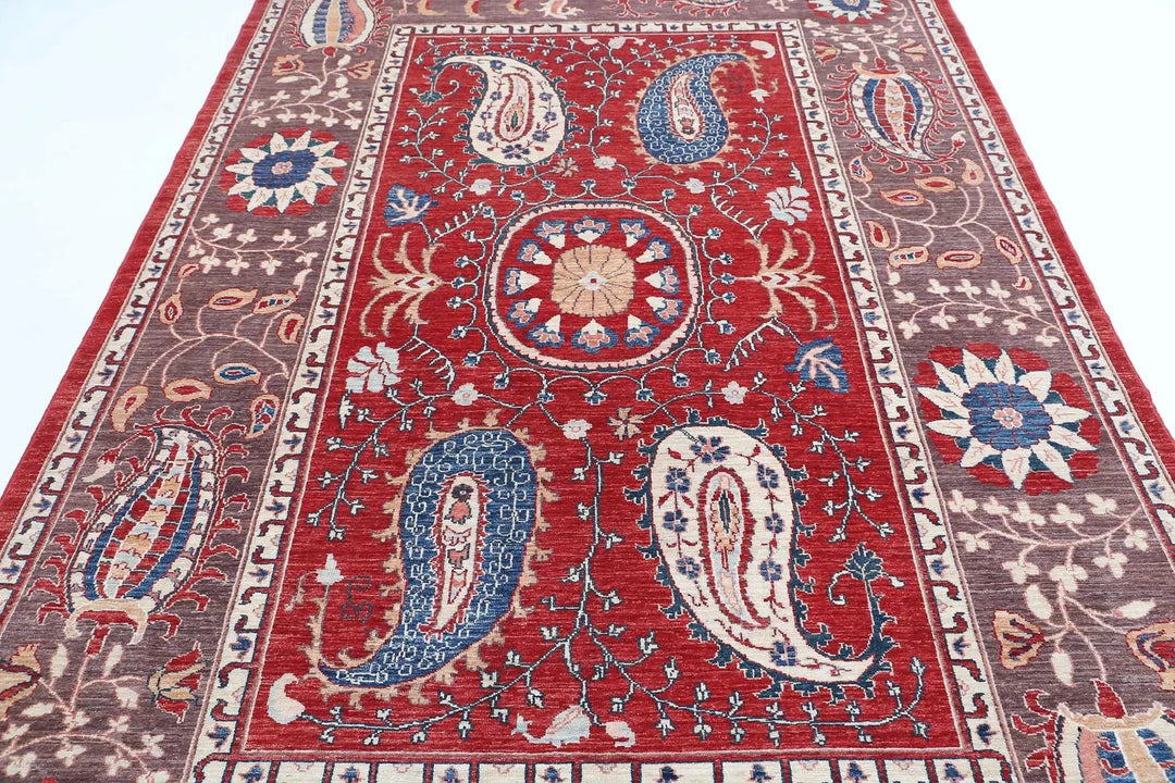 Afghan Ziegler Suzani Rug 6' 7" x 9' 9" Hand-Knotted | No. AT70769