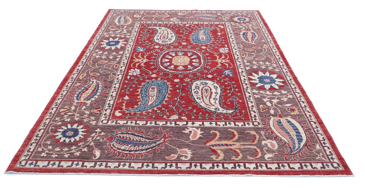 Afghan Ziegler Suzani Rug 6' 7" x 9' 9" Hand-Knotted | No. AT70769
