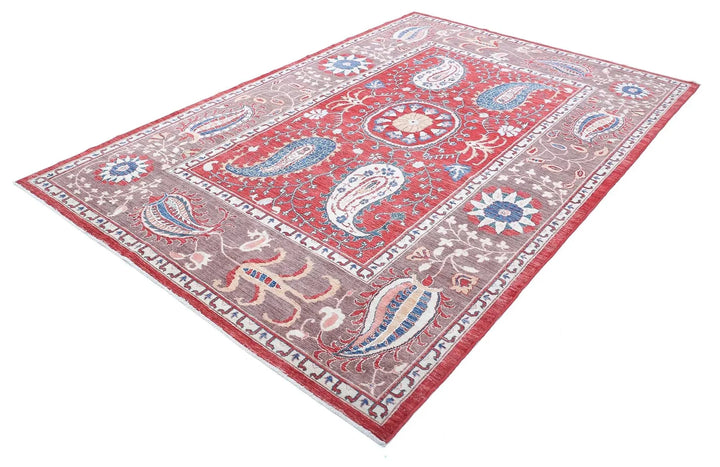 Afghan Ziegler Suzani Rug 6' 7" x 9' 9" Hand-Knotted | No. AT70769