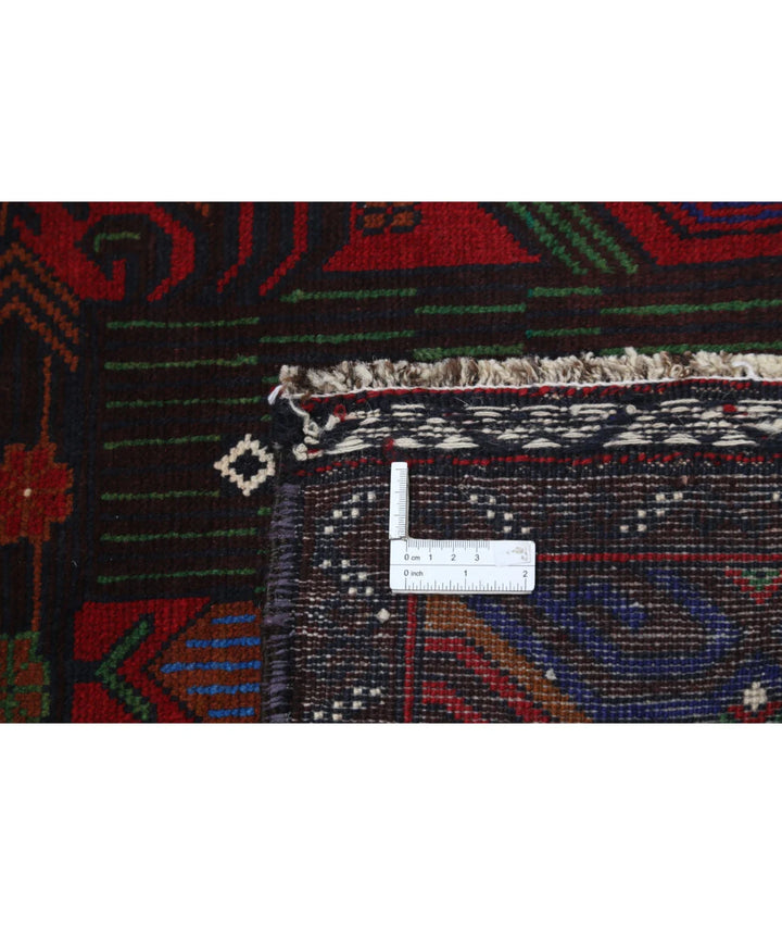 Red Afghan Baluchi Rug 3' 0" x 4' 8" Hand-Knotted | No. AT70770