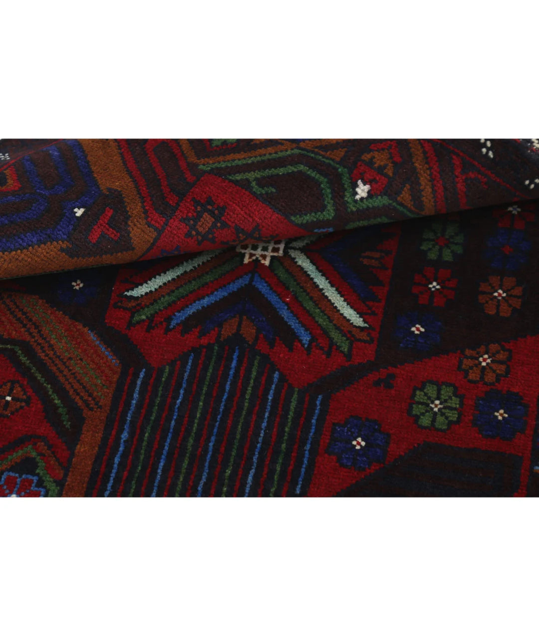 Red Afghan Baluchi Rug 3' 0" x 4' 8" Hand-Knotted | No. AT70770