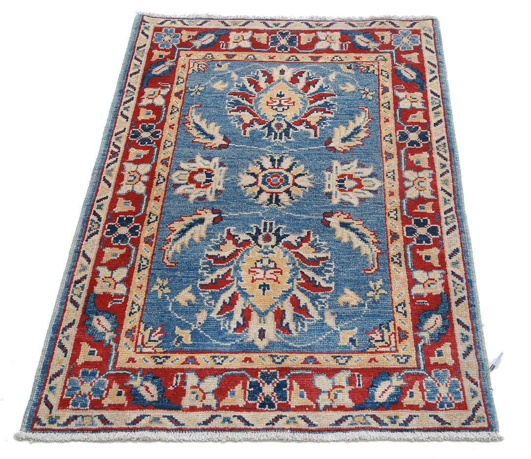 Afghan Kazak Rug 2' 7" x 3' 10" Hand-Knotted | No. AT70857
