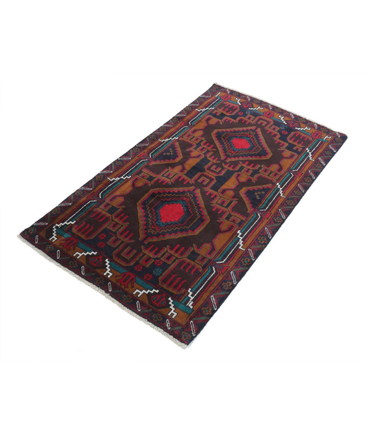 Red Afghan Baluchi Rug 2' 9" x 4' 9" Hand-Knotted | No. AT70862