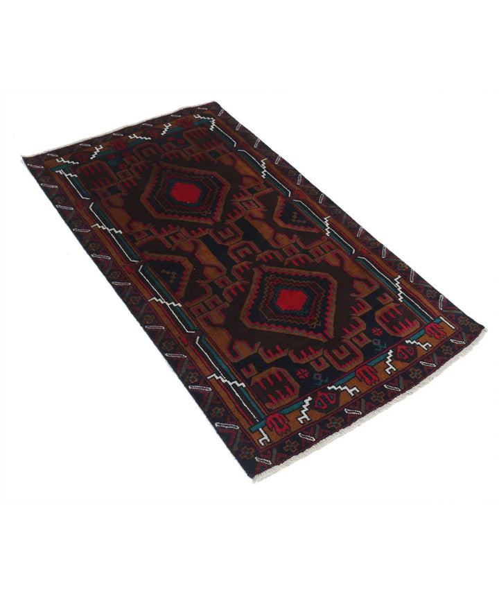 Red Afghan Baluchi Rug 2' 9" x 4' 9" Hand-Knotted | No. AT70862