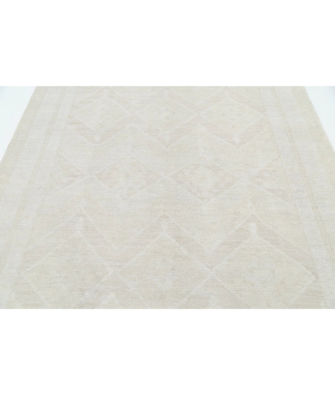 Ivory Afghan Oushak Rug 5'11" x 8'10" Hand-Knotted | No. AT70926