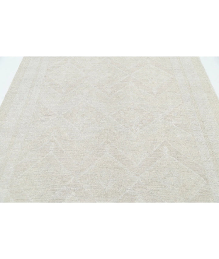 Ivory Afghan Oushak Rug 5'11" x 8'10" Hand-Knotted | No. AT70926
