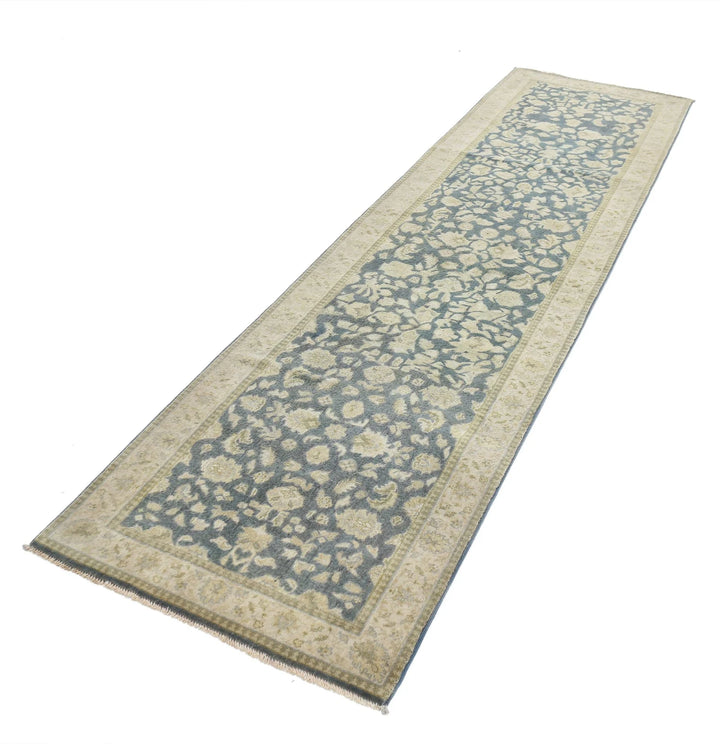Blue Ivory Indian Ziegler Rug 2' 7" x 9' 7" Hand-Knotted | No. AT70942