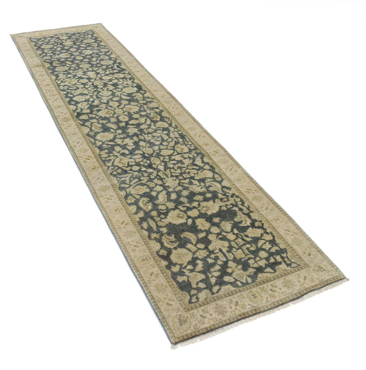 Blue Ivory Indian Ziegler Rug 2' 7" x 9' 7" Hand-Knotted | No. AT70942