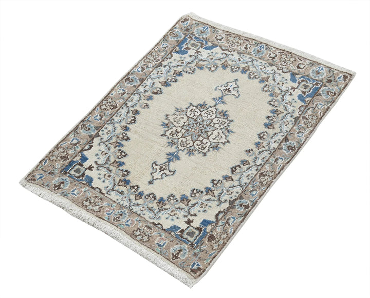 Persian Nain Vintage Rug 1' 11" x 2' 10" Hand-Knotted | No. AT70993