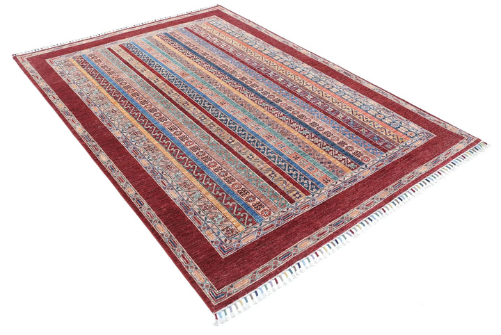 Brown Afghan Oriental Rug 5' 7" x 7' 11" Hand-Knotted | No. AT71074