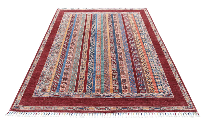 Brown Afghan Oriental Rug 5' 7" x 7' 11" Hand-Knotted | No. AT71074